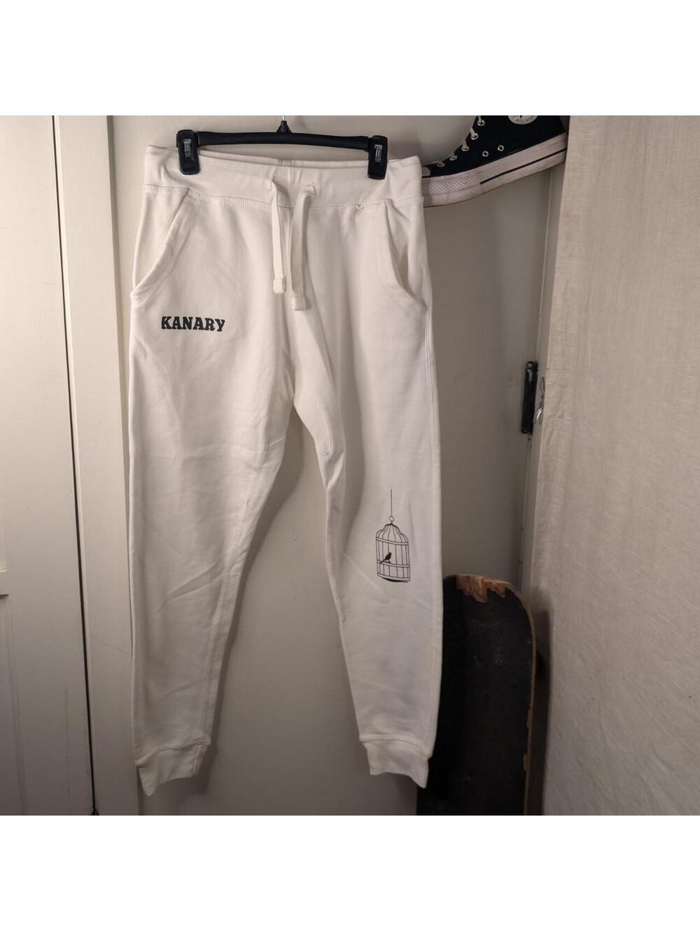 🕊️ KANARY BIRD CAGE GRAPHIC JOGGERS - OFF WHITE 🕊️